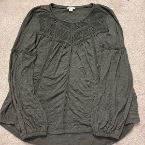 Sundance Royal Rosie Top Crinkled Boho Long Sleeve